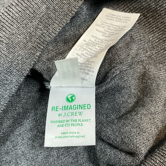 J Crew 100% Merino Wool Men's V Neck Sweater Gray Long Sleeve Tight Knit Medium - Picture 10 of 10